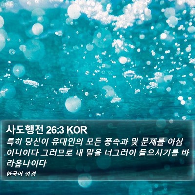 사도행전 26:3 KOR Bible Verse Image