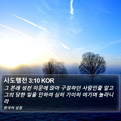 사도행전 3:10 KOR Bible Verse Image