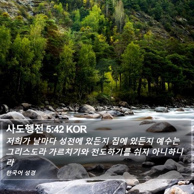 사도행전 5:42 KOR Bible Verse Image