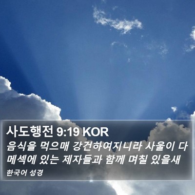 사도행전 9:19 KOR Bible Verse Image