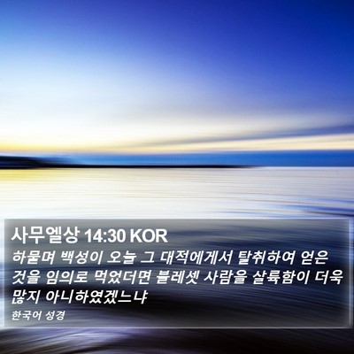 사무엘상 14:30 KOR Bible Verse Image