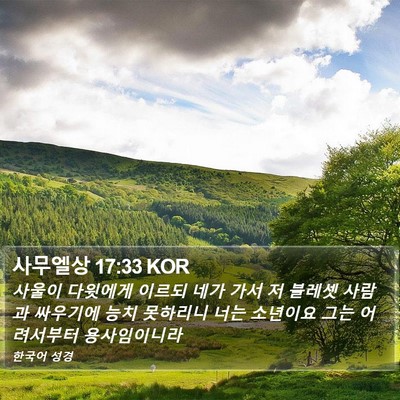사무엘상 17:33 KOR Bible Verse Image