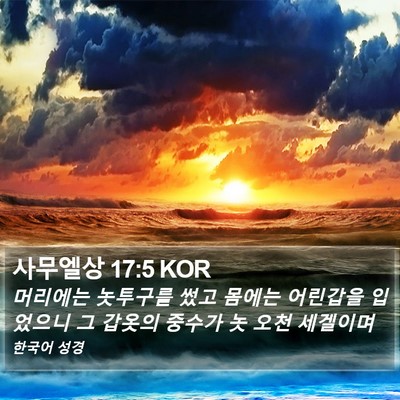 사무엘상 17:5 KOR Bible Verse Image