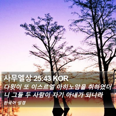 사무엘상 25:43 KOR Bible Verse Image