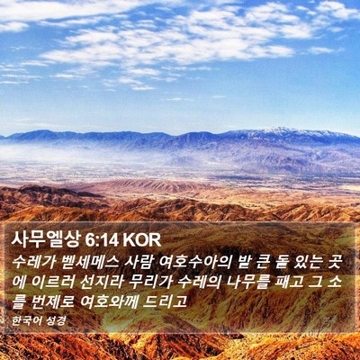 사무엘상 6:14 KOR Bible Verse Image