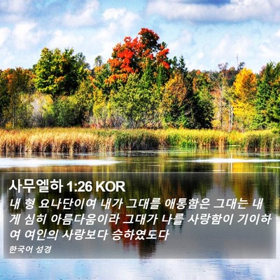 사무엘하 1:26 KOR Bible Verse Image