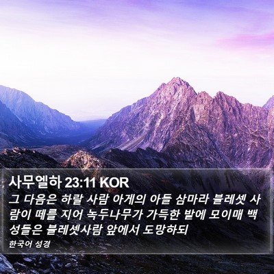 사무엘하 23:11 KOR Bible Verse Image