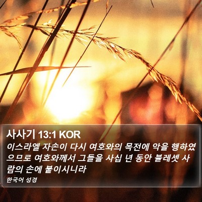사사기 13:1 KOR Bible Verse Image