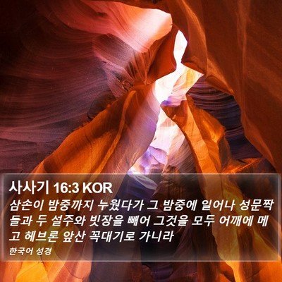 사사기 16:3 KOR Bible Verse Image