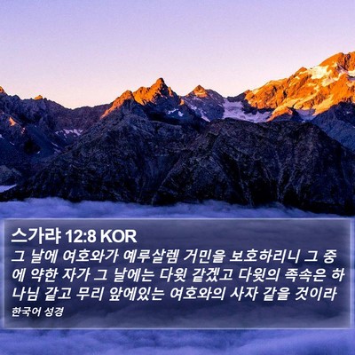 스가랴 12:8 KOR Bible Verse Image