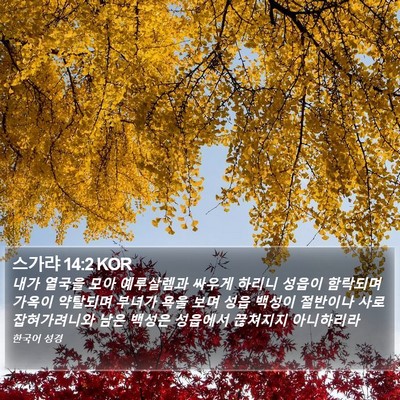 스가랴 14:2 KOR Bible Verse Image