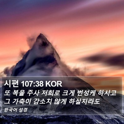 시편 107:38 KOR Bible Verse Image