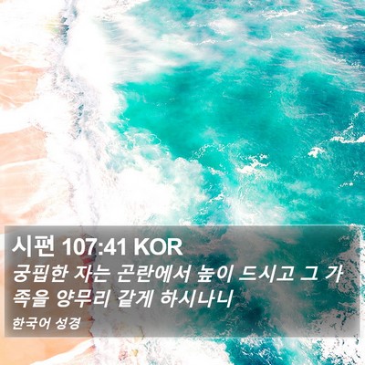 시편 107:41 KOR Bible Verse Image