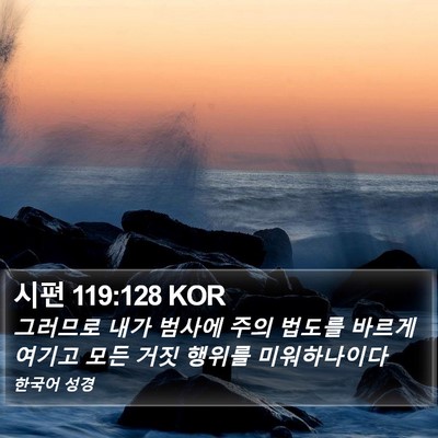 시편 119:128 KOR Bible Verse Image