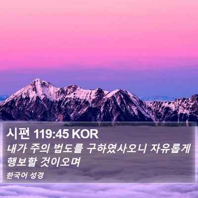 시편 119:45 KOR Bible Verse Image