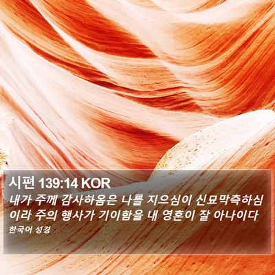 시편 139:14 KOR Bible Verse Image