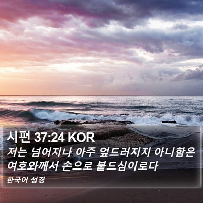 시편 37:24 KOR Bible Verse Image