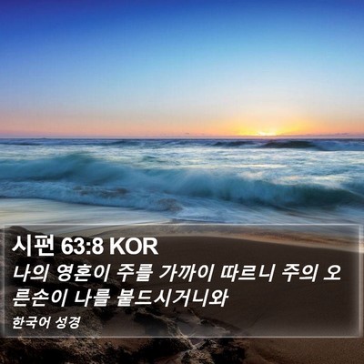 시편 63:8 KOR Bible Verse Image