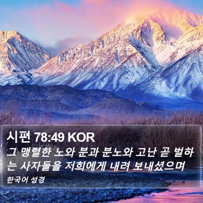 시편 78:49 KOR Bible Verse Image
