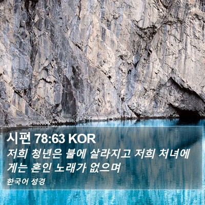 시편 78:63 KOR Bible Verse Image