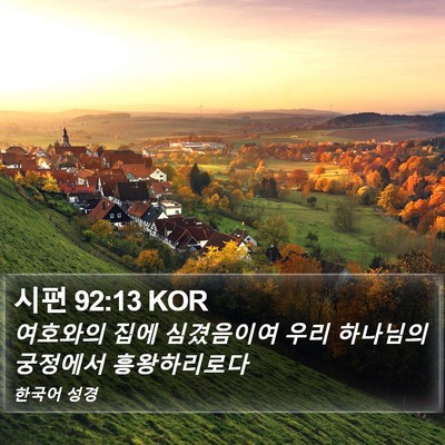 시편 92:13 KOR Bible Verse Image