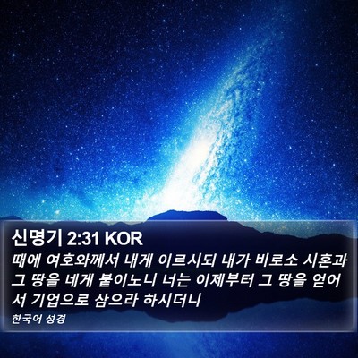 신명기 2:31 KOR Bible Verse Image