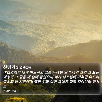 신명기 3:2 KOR Bible Verse Image