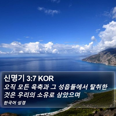 신명기 3:7 KOR Bible Verse Image