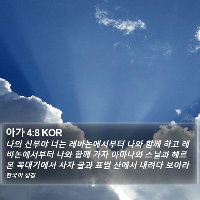 아가 4:8 KOR Bible Verse Image