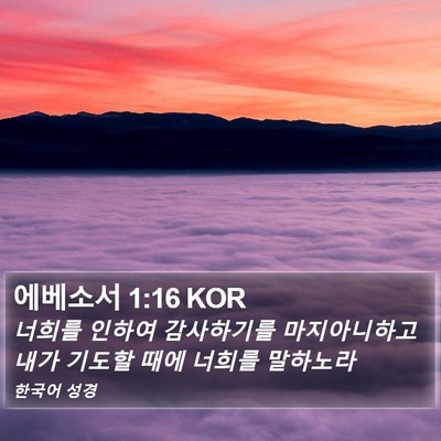 에베소서 1:16 KOR Bible Verse Image
