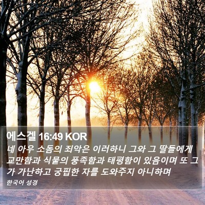 에스겔 16:49 KOR Bible Verse Image