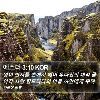 에스더 3:10 KOR Bible Verse Image
