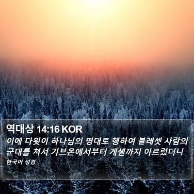 역대상 14:16 KOR Bible Verse Image