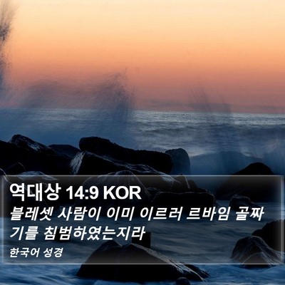 역대상 14:9 KOR Bible Verse Image