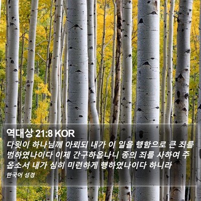 역대상 21:8 KOR Bible Verse Image