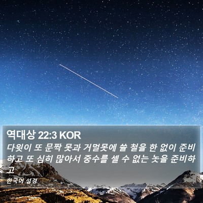 역대상 22:3 KOR Bible Verse Image
