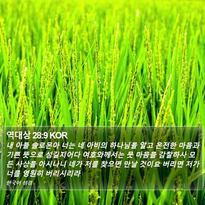 역대상 28:9 KOR Bible Verse Image