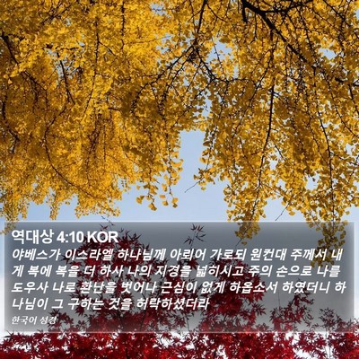 역대상 4:10 KOR Bible Verse Image
