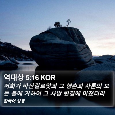 역대상 5:16 KOR Bible Verse Image