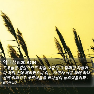 역대상 5:20 KOR Bible Verse Image