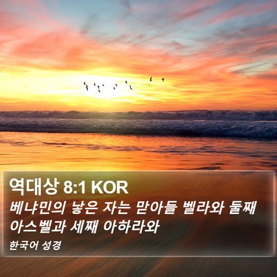 역대상 8:1 KOR Bible Verse Image