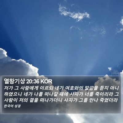 열왕기상 20:36 KOR Bible Verse Image