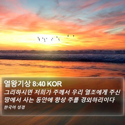 열왕기상 8:40 KOR Bible Verse Image