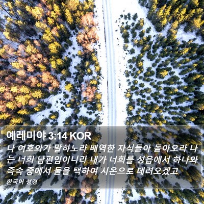예레미야 3:14 KOR Bible Verse Image
