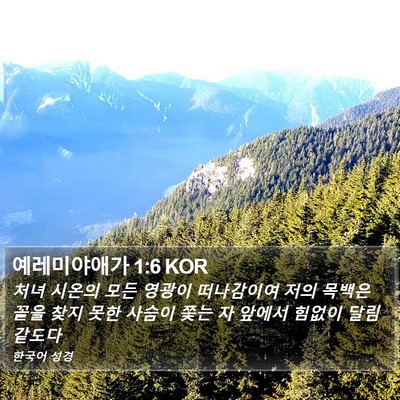 예레미야애가 1:6 KOR Bible Verse Image