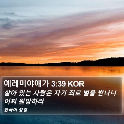 예레미야애가 3:39 KOR Bible Verse Image