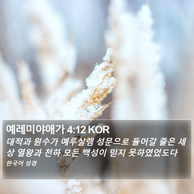예레미야애가 4:12 KOR Bible Verse Image