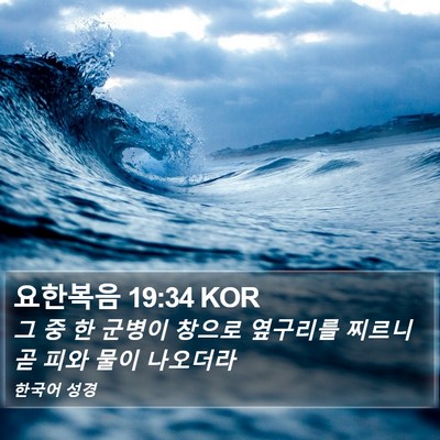 요한복음 19:34 KOR Bible Verse Image