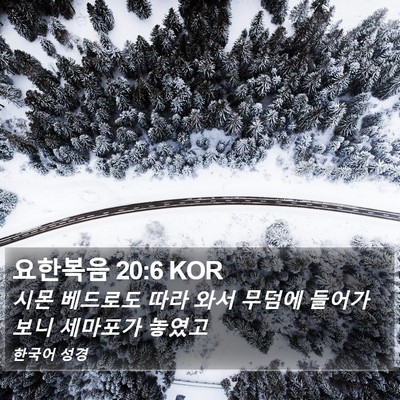 요한복음 20:6 KOR Bible Verse Image
