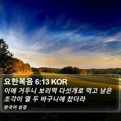 요한복음 6:13 KOR Bible Verse Image